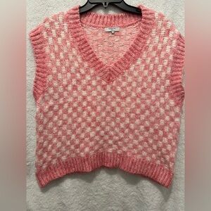 FRNCH V-Neck Pink and White Sweater Vest